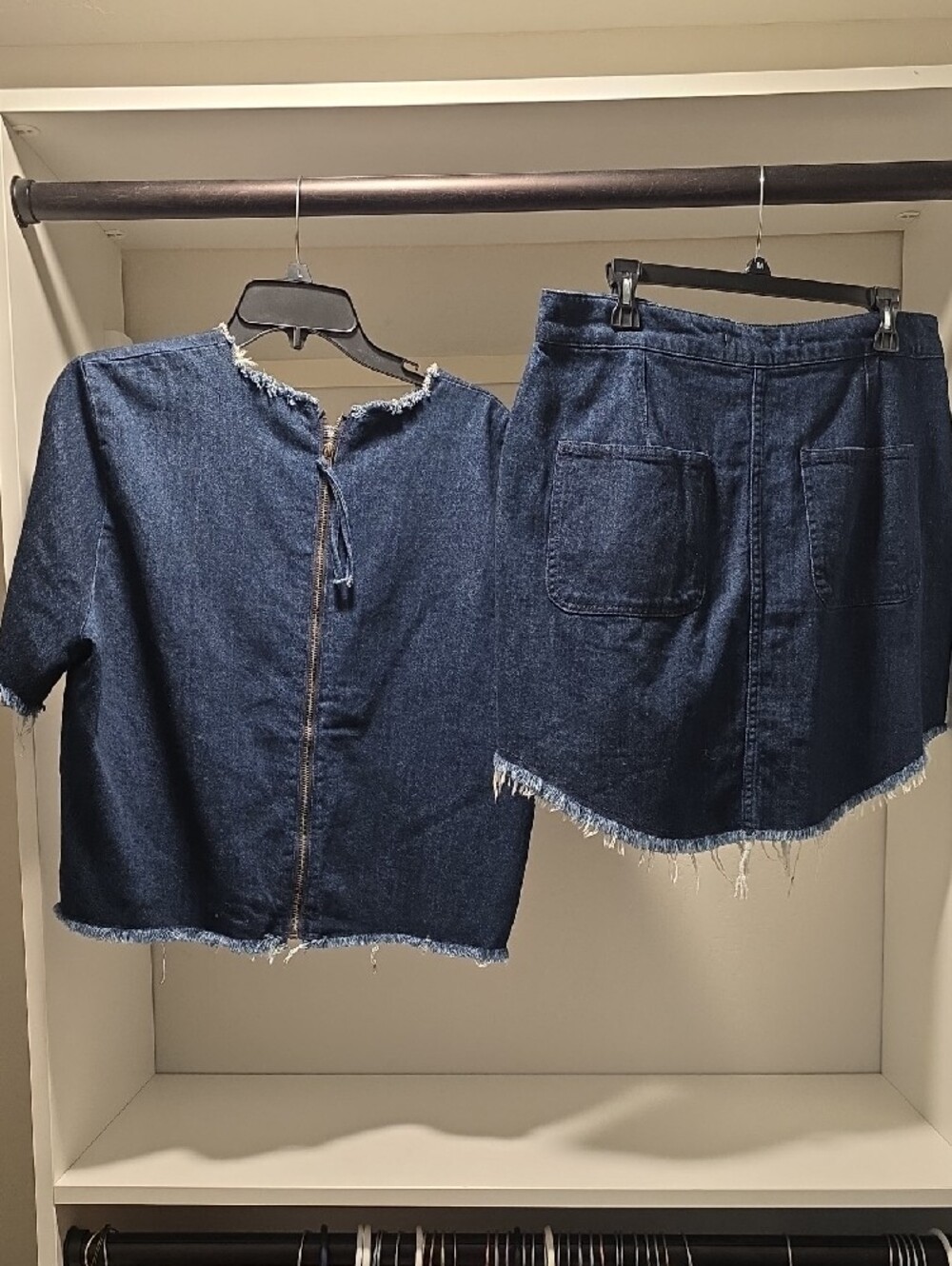 RACHEL Rachel Roy Dark Blue Denim Top & Button-Front Skirt Set - Picture 2 of 2